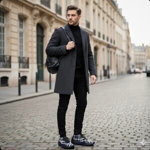 Burberry Men Check Plaid Knit Sock Sneakers Black White Trainer Men 10 EU 43 NIB